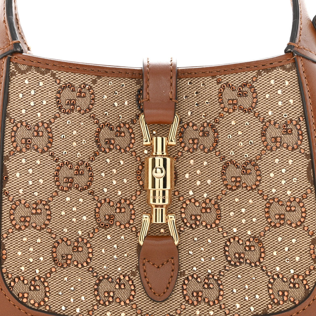 New Canvas Charisma Calfskin Crystal GG Monogram Mini Jackie 1961 Hobo Camel Ebony £¨ Direct shipment via from wholesalehk.shop