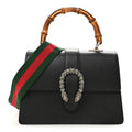 Dollar Calfskin Crystal Web Medium Dionysus Bamboo Top Handle Bag Black Black Diamond wholesalehk.shop