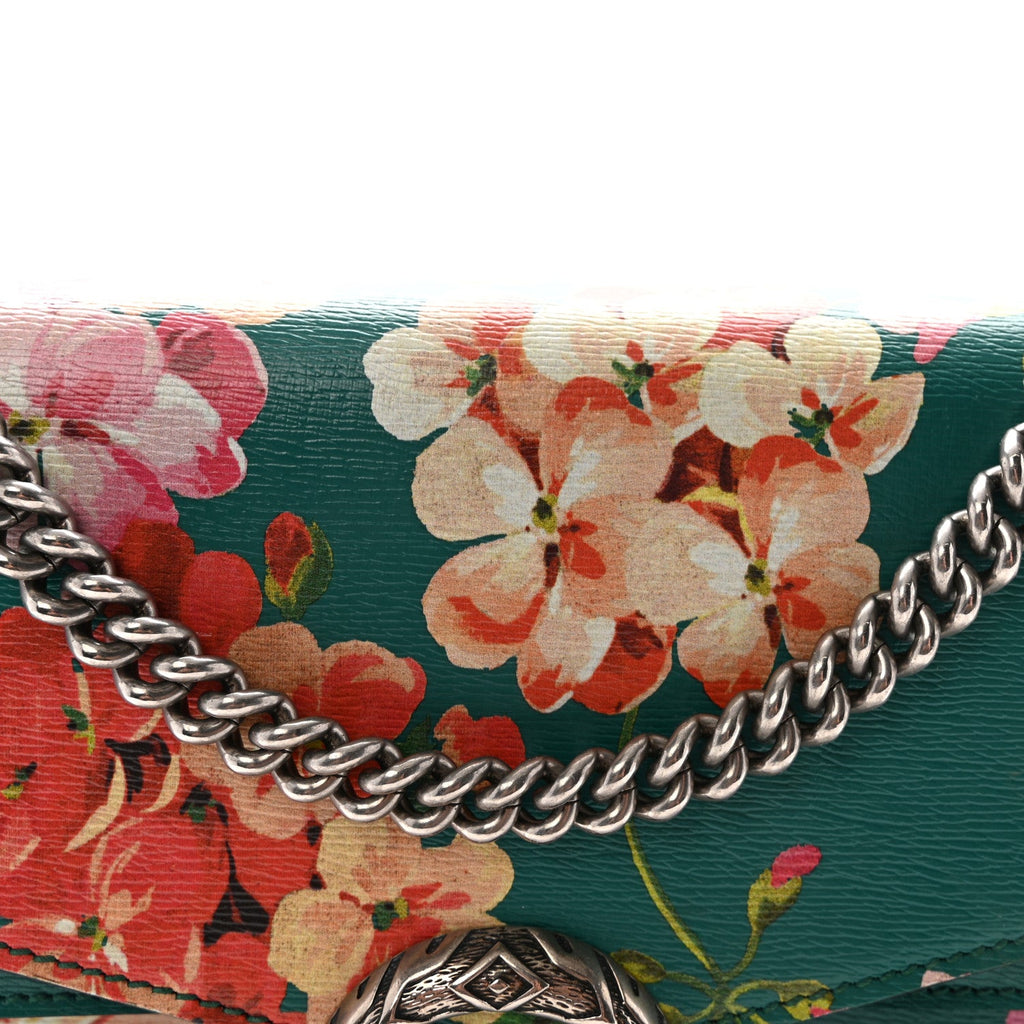 Calfskin Blooms Print Medium Dionysus Shoulder Bag Bright Emerald Multicolor wholesalehk.shop