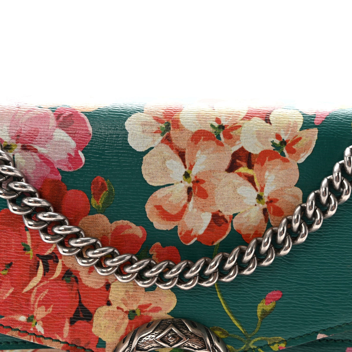 Calfskin Blooms Print Medium Dionysus Shoulder Bag Bright Emerald Multicolor wholesalehk.shop