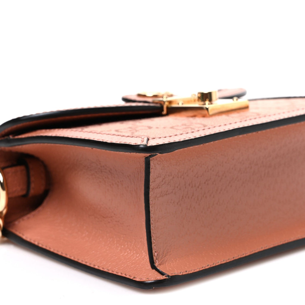 GG Monogram Textured Dollar Calfskin Mini Ophidia Padlock Top Handle Chain Shoulder Bag Cloche Rose Pink £¨ Direct shipment via from wholesalehk.shop
