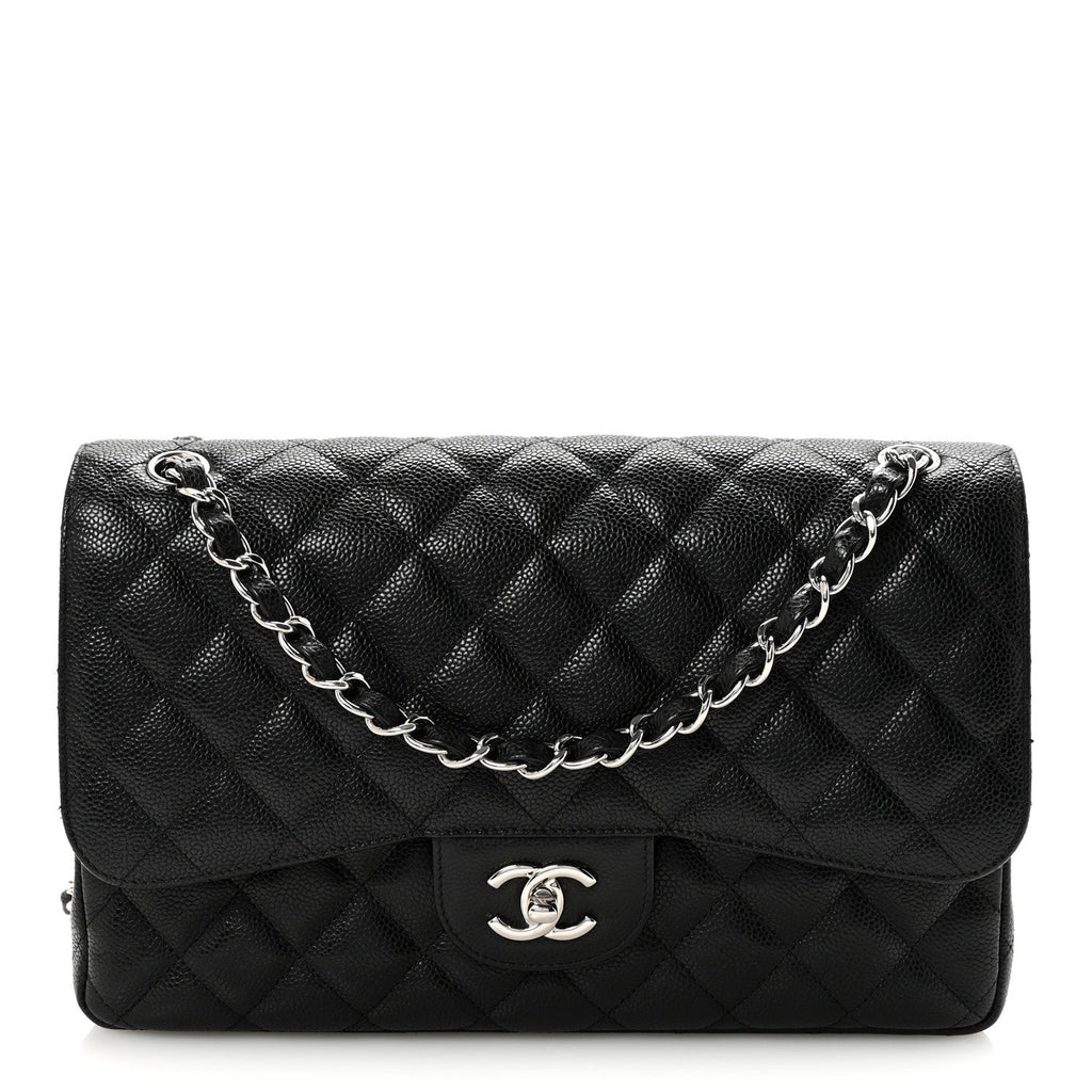 Caviar Quilted Jumbo Double Flap Black wholesalehk.shop