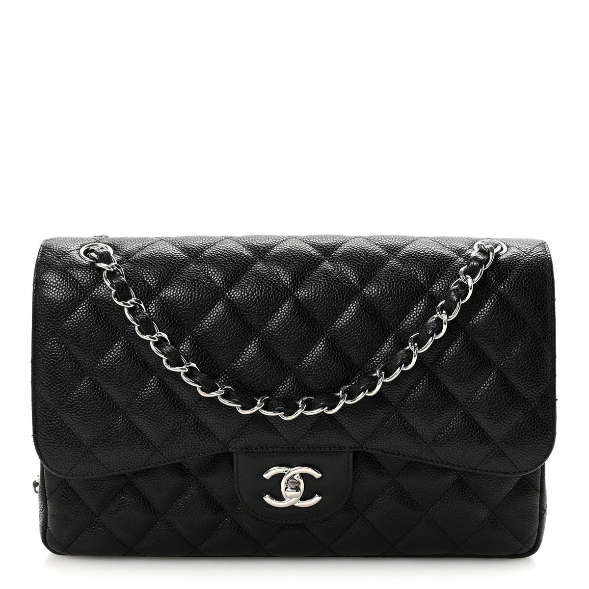 Caviar Quilted Jumbo Double Flap Black wholesalehk.shop