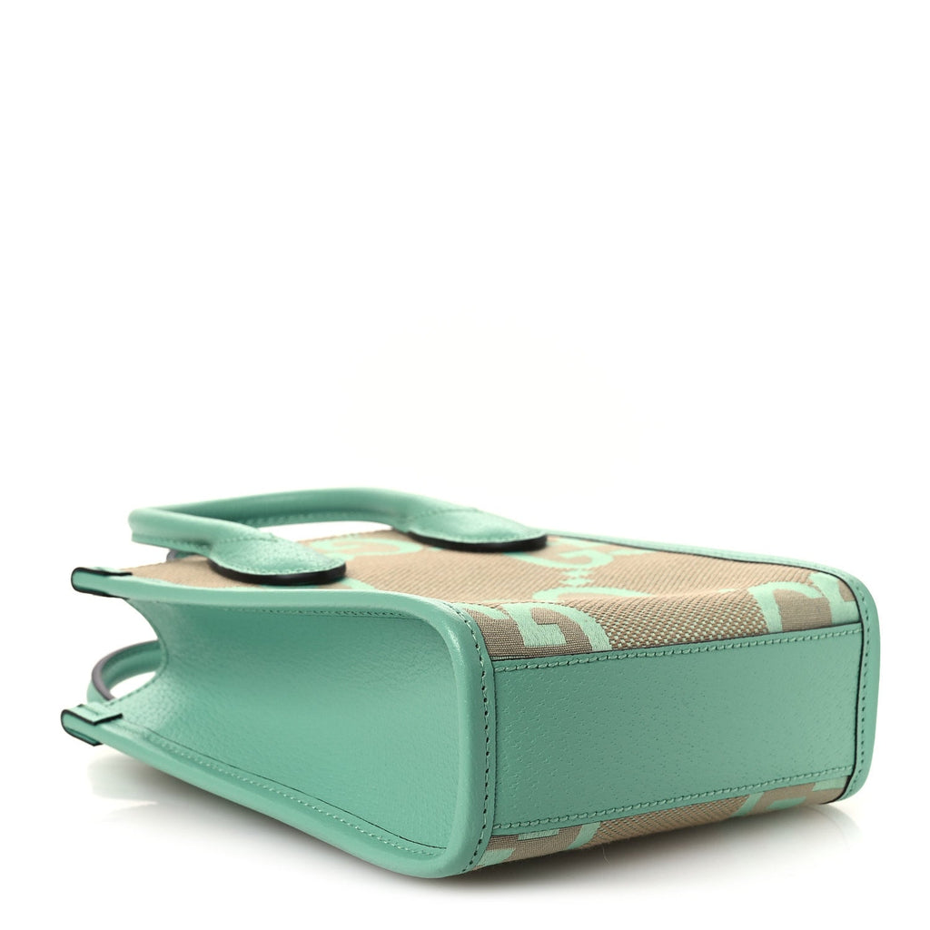 Monogram Jumbo GG Textured Dollar Calfskin Mini Tote Bag Pepperlight Mint wholesalehk.shop