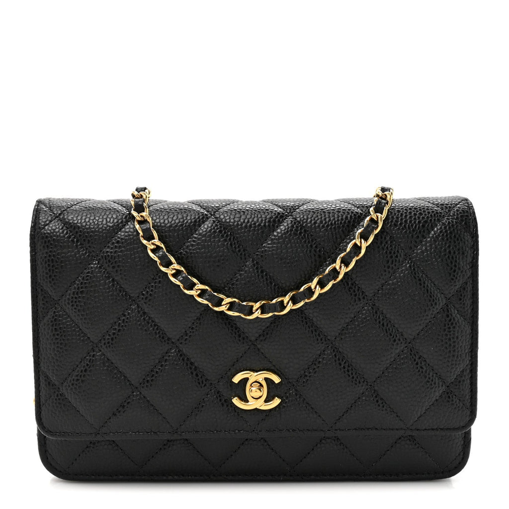 Caviar Quilted CC Turnlock Wallet On Chain WOC Black wholesalehk.shop