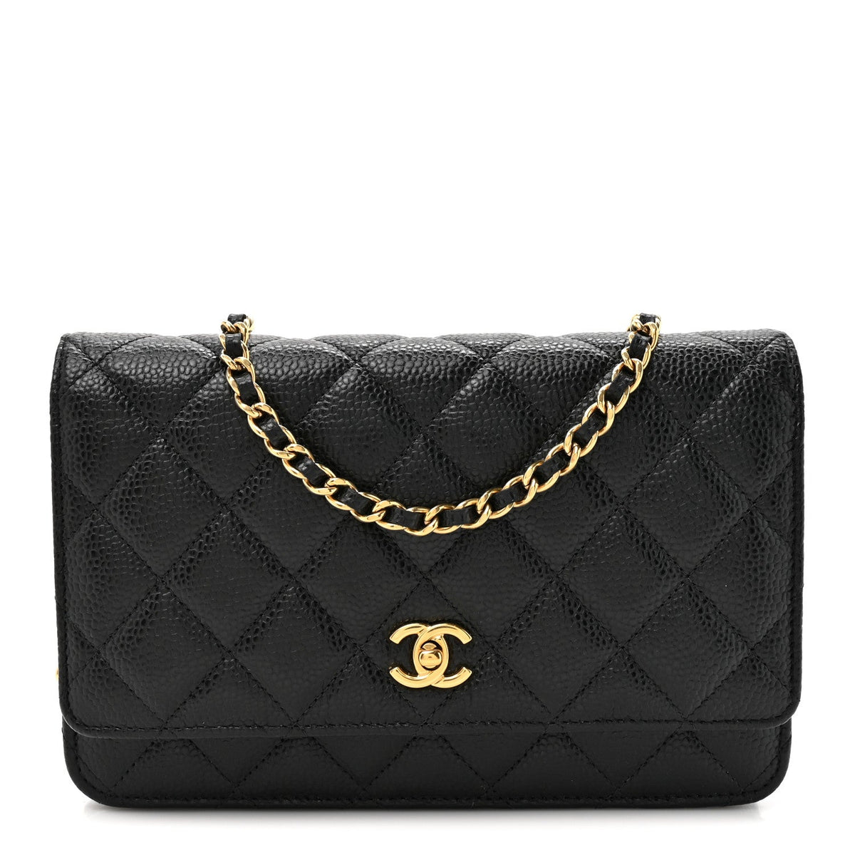 Caviar Quilted CC Turnlock Wallet On Chain WOC Black wholesalehk.shop