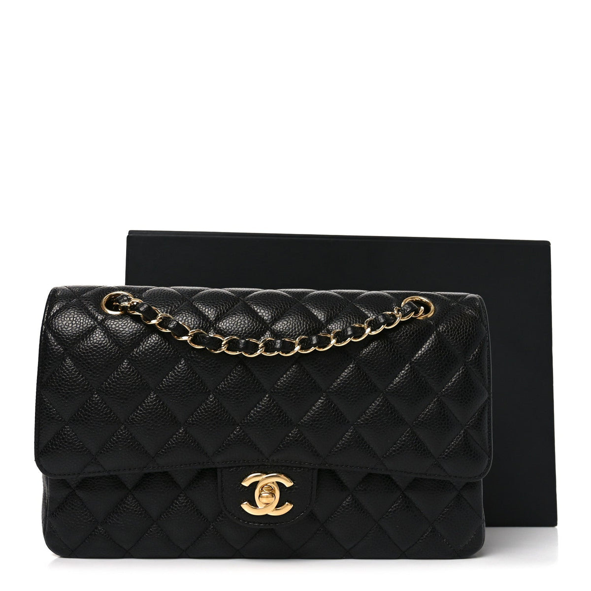 Caviar Quilted Medium Double Flap Black wholesalehk.shop