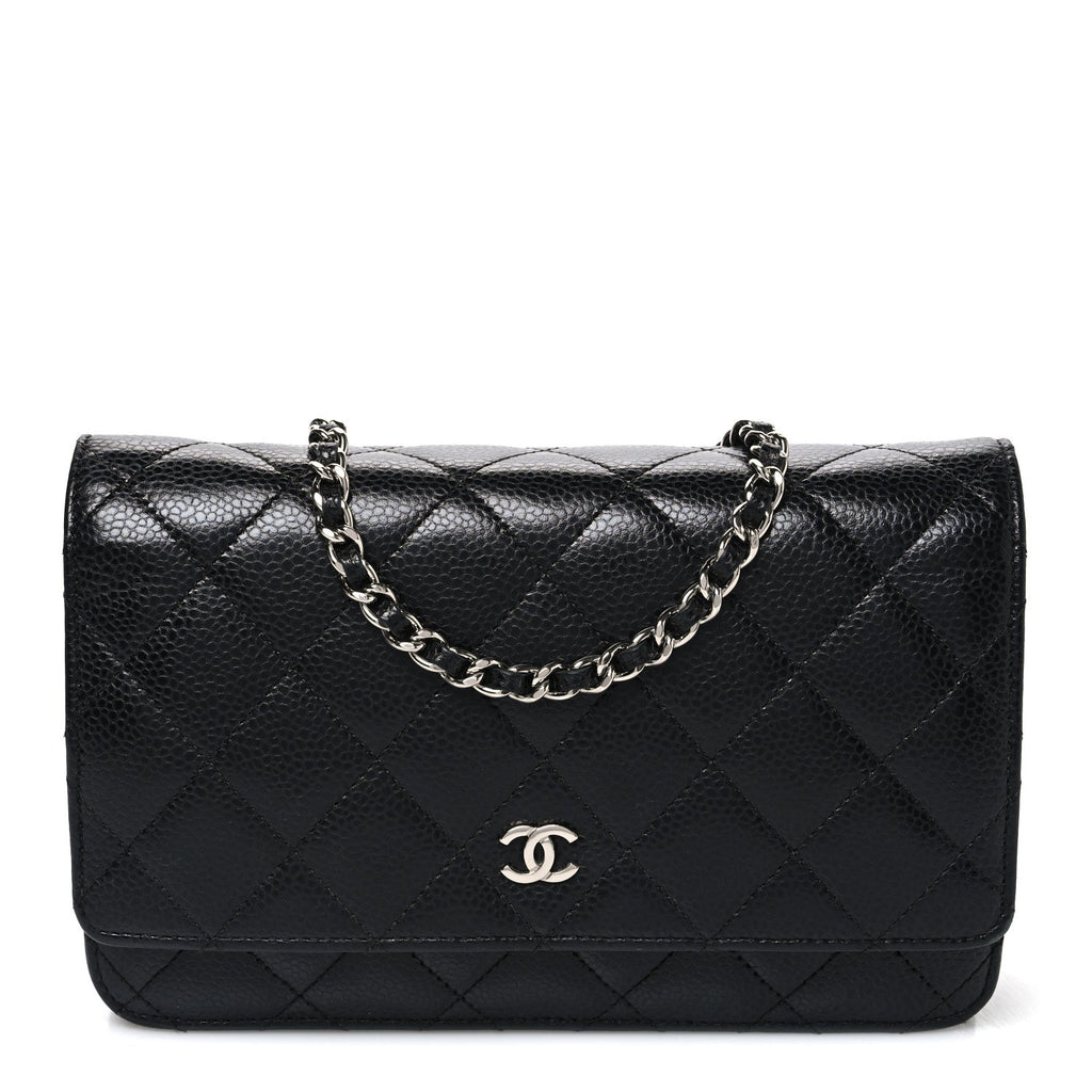 Caviar Quilted Wallet On Chain WOC Black wholesalehk.shop