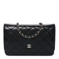 Caviar Quilted Wallet On Chain WOC Black wholesalehk.shop