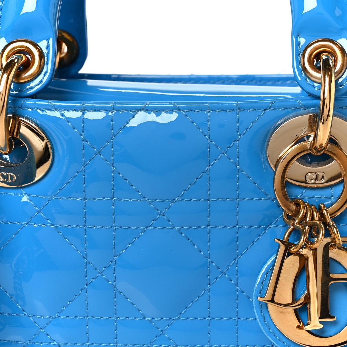 Patent Cannage Mini Lady Dior Blue wholesalehk.shop