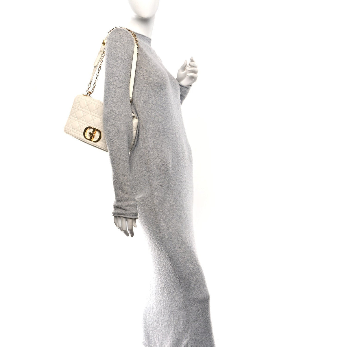 Supple Calfskin Cannage Medium Caro Bag Ivory wholesalehk.shop