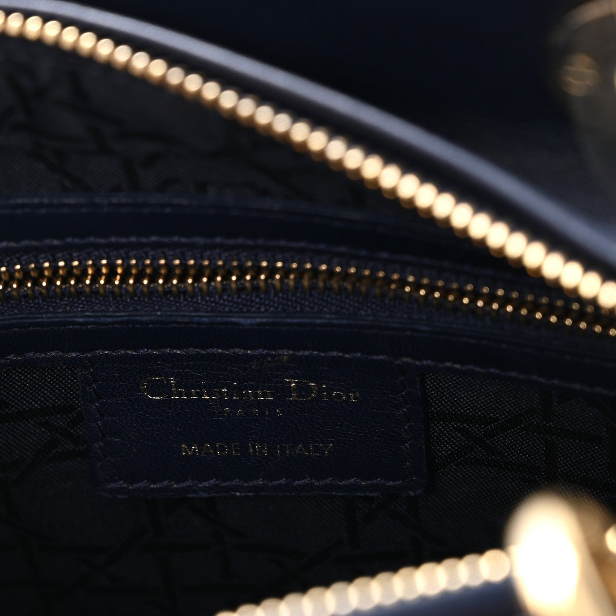 Lambskin Cannage Medium Lady Dior Navy Blue wholesalehk.shop