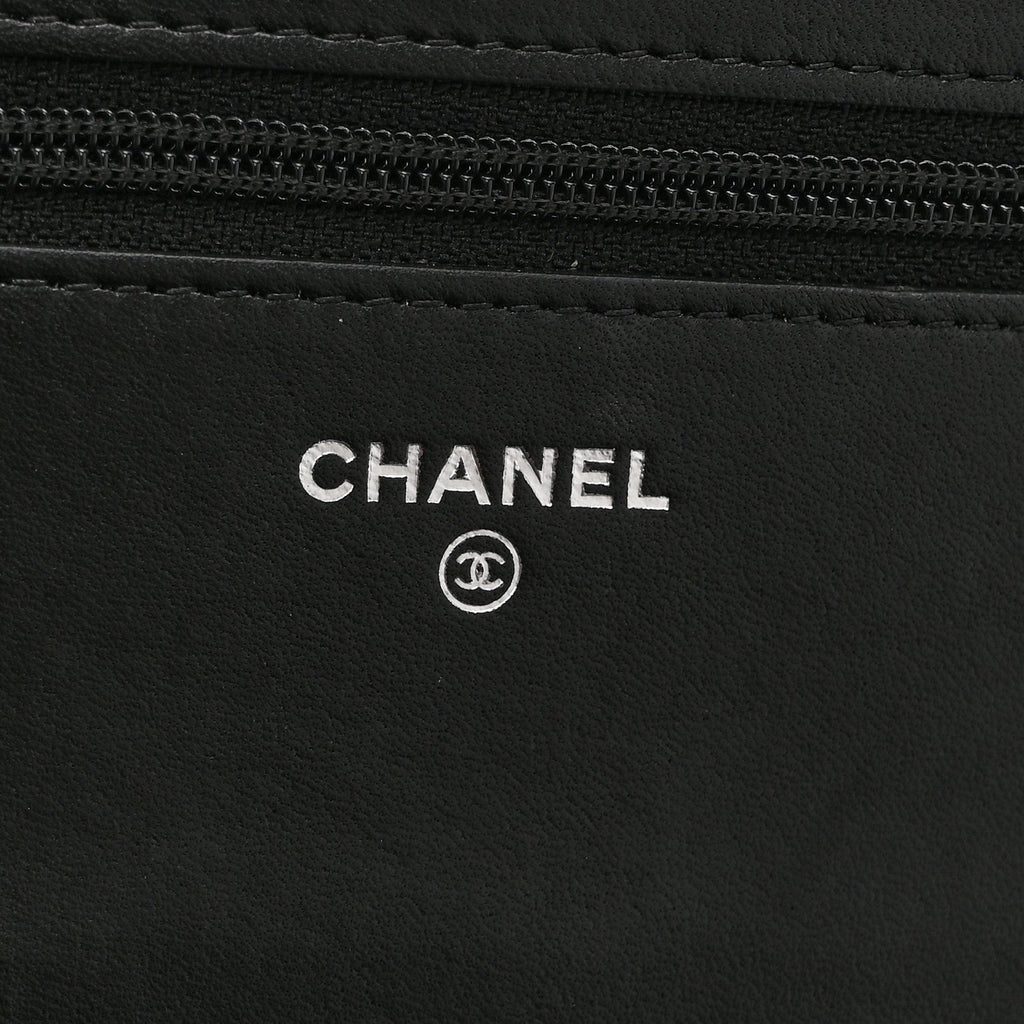Printed Lambskin Airlines Wallet On Chain WOC White Blue Black wholesalehk.shop