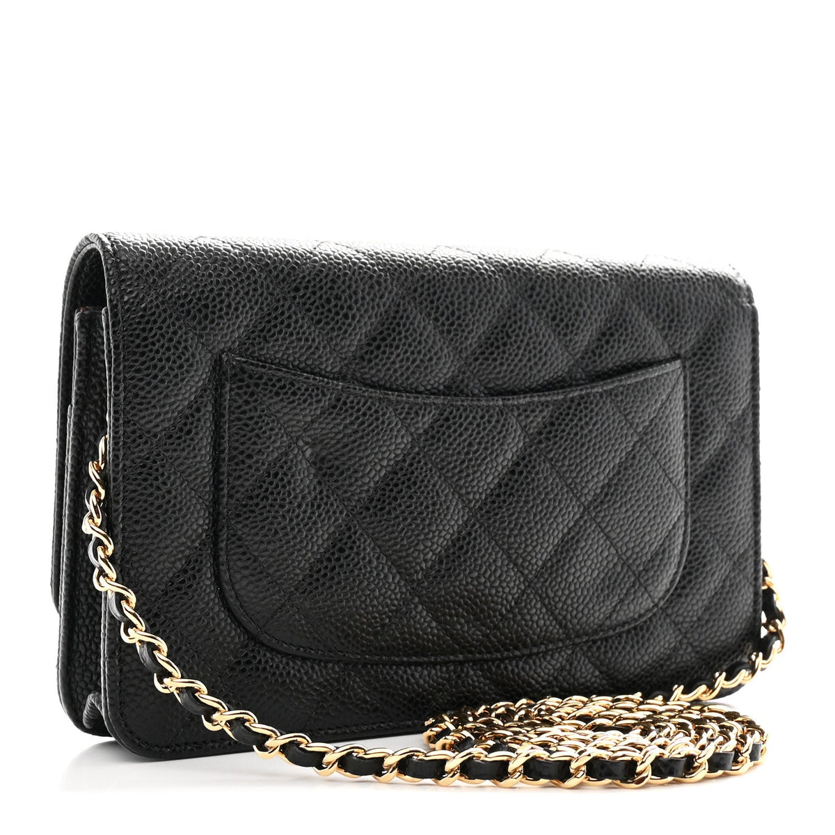Caviar Quilted Wallet on Chain WOC Black wholesalehk.shop