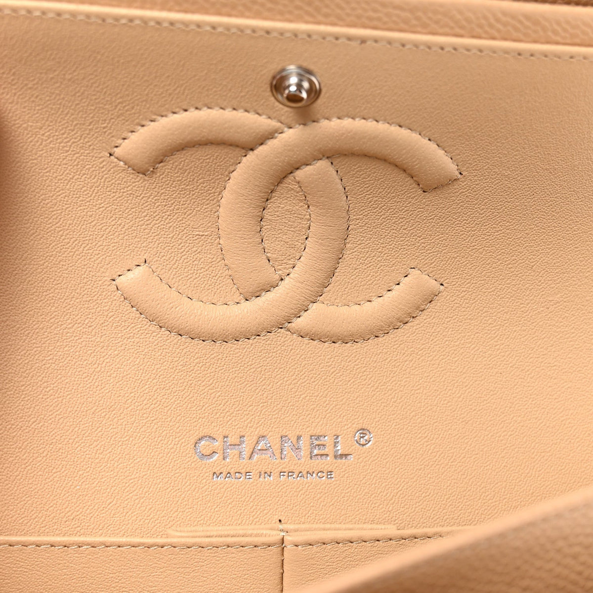 Caviar Quilted Medium Double Flap Beige wholesalehk.shop