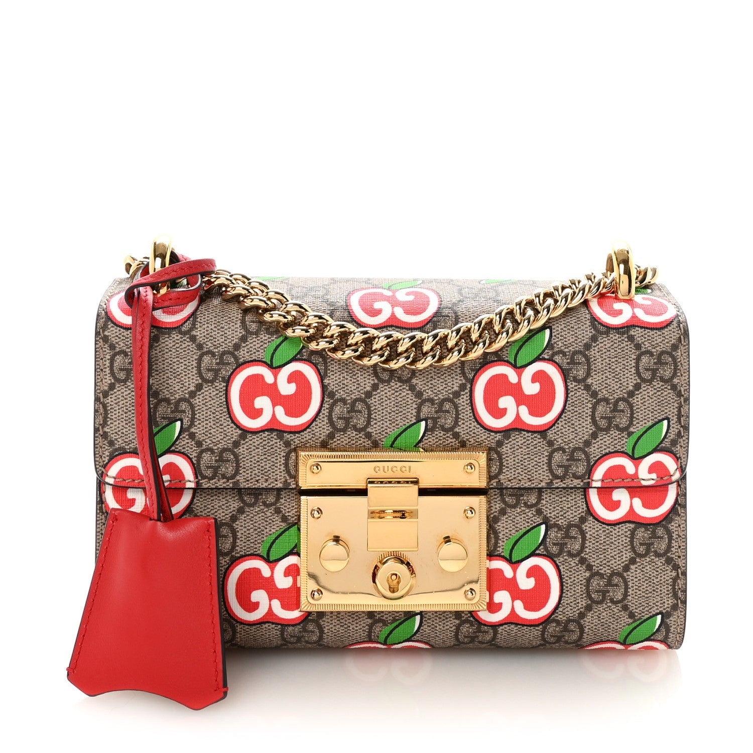GG Supreme Monogram Apple Small Padlock Shoulder Bag Beige Multicolor Lobster Red £¨ Direct shipment via from wholesalehk.shop