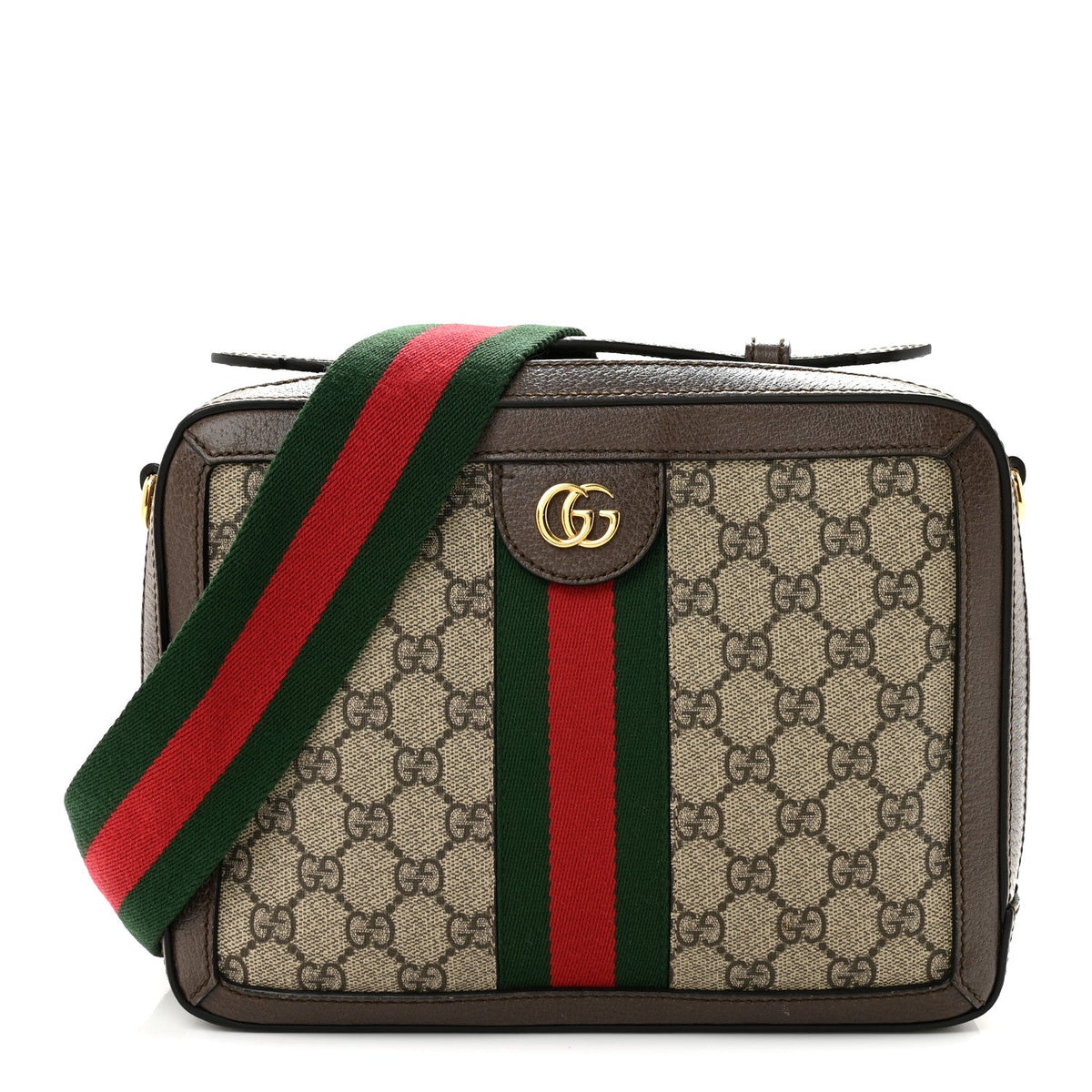 GG Supreme Monogram Web Small Ophidia Top Handle Shoulder Bag Brown wholesalehk.shop