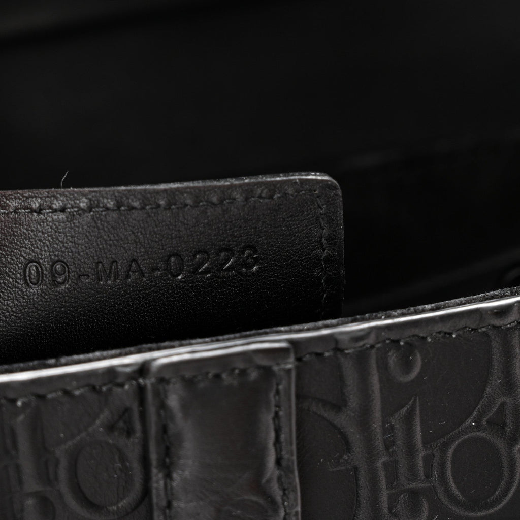 Calfskin Embossed Oblique Saddle Bag With Strap Black wholesalehk.shop