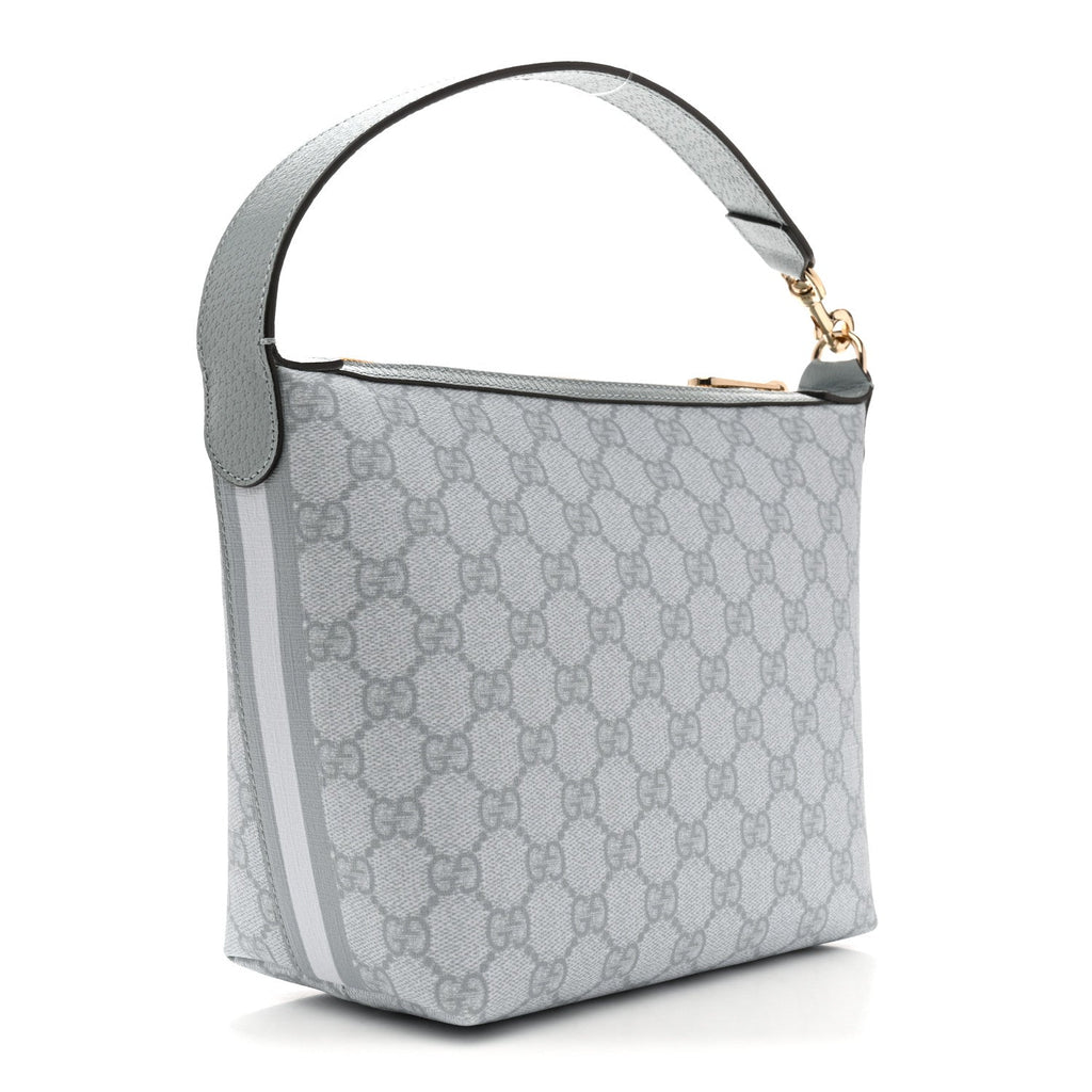 GG Supreme Monogram Textured Calfskin Web Super Mini Ophidia Shoulder Bag Light Blue wholesalehk.shop