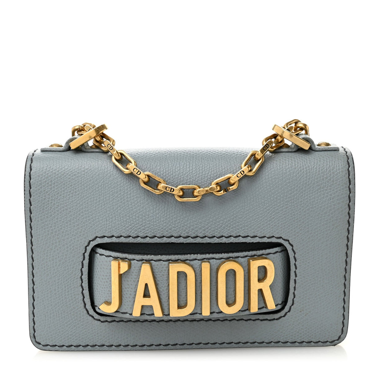 Grained Calfskin Mini J'Adior Chain Flap Bag Sky Blue wholesalehk.shop