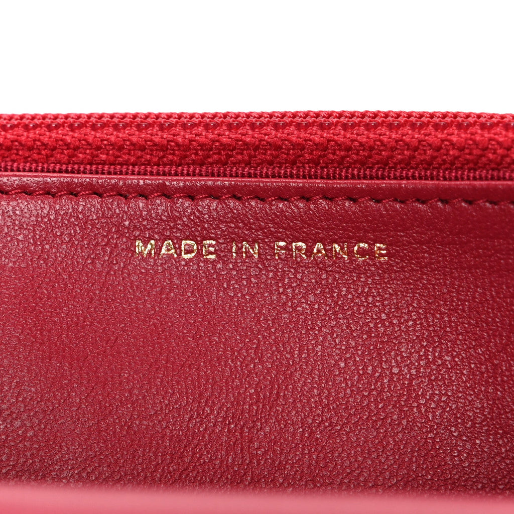 Lambskin Quilted Wallet On Chain WOC Dark Pink wholesalehk.shop