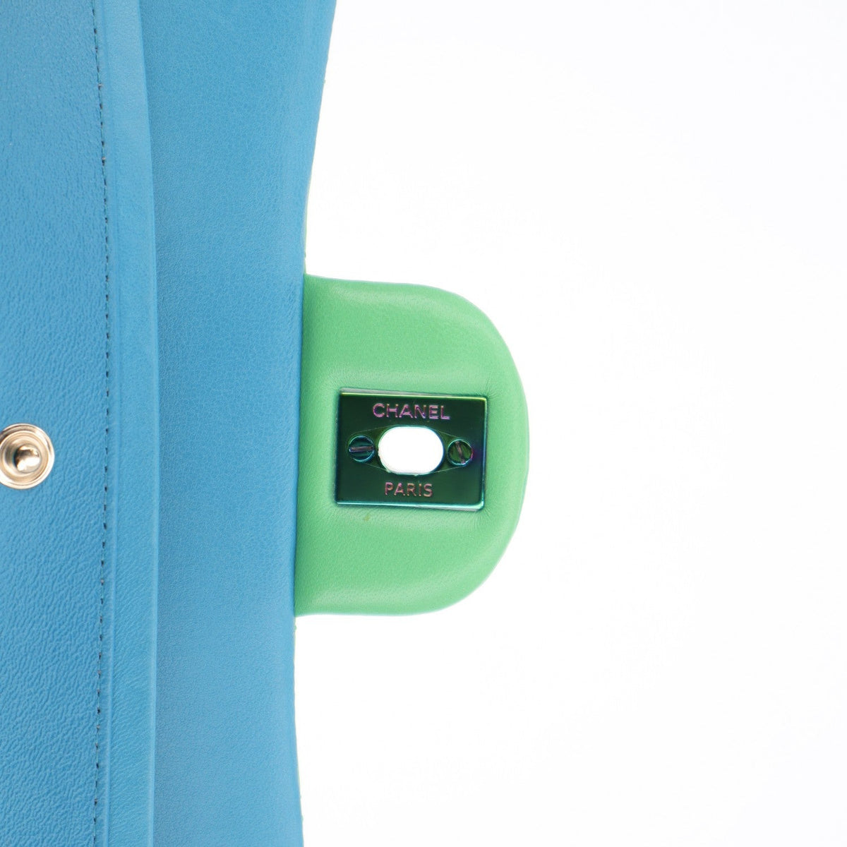 Lambskin Quilted Small Double Flap Green Blue wholesalehk.shop