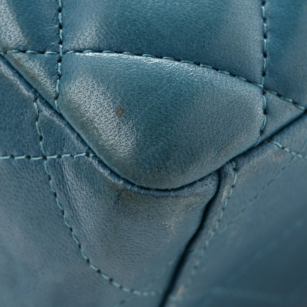 Lambskin Quilted Maxi Double Flap Turquoise wholesalehk.shop
