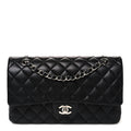 Lambskin Quilted Medium Double Flap Black wholesalehk.shop