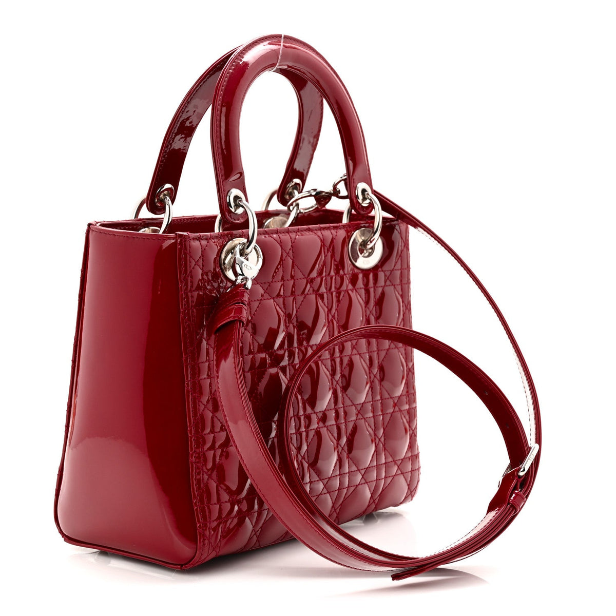 Patent Cannage Medium Lady Dior Red wholesalehk.shop