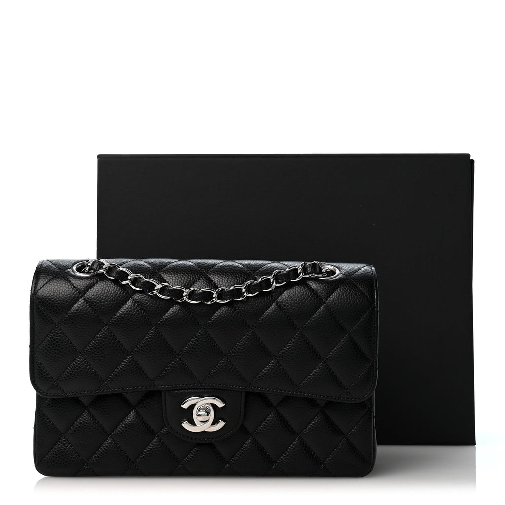 Caviar Quilted Small Double Flap Black wholesalehk.shop