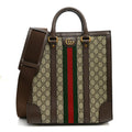 GG Supreme Monogram Textured Dollar Calfskin Web Medium Ophidia Tote Bag Beige Ebony wholesalehk.shop