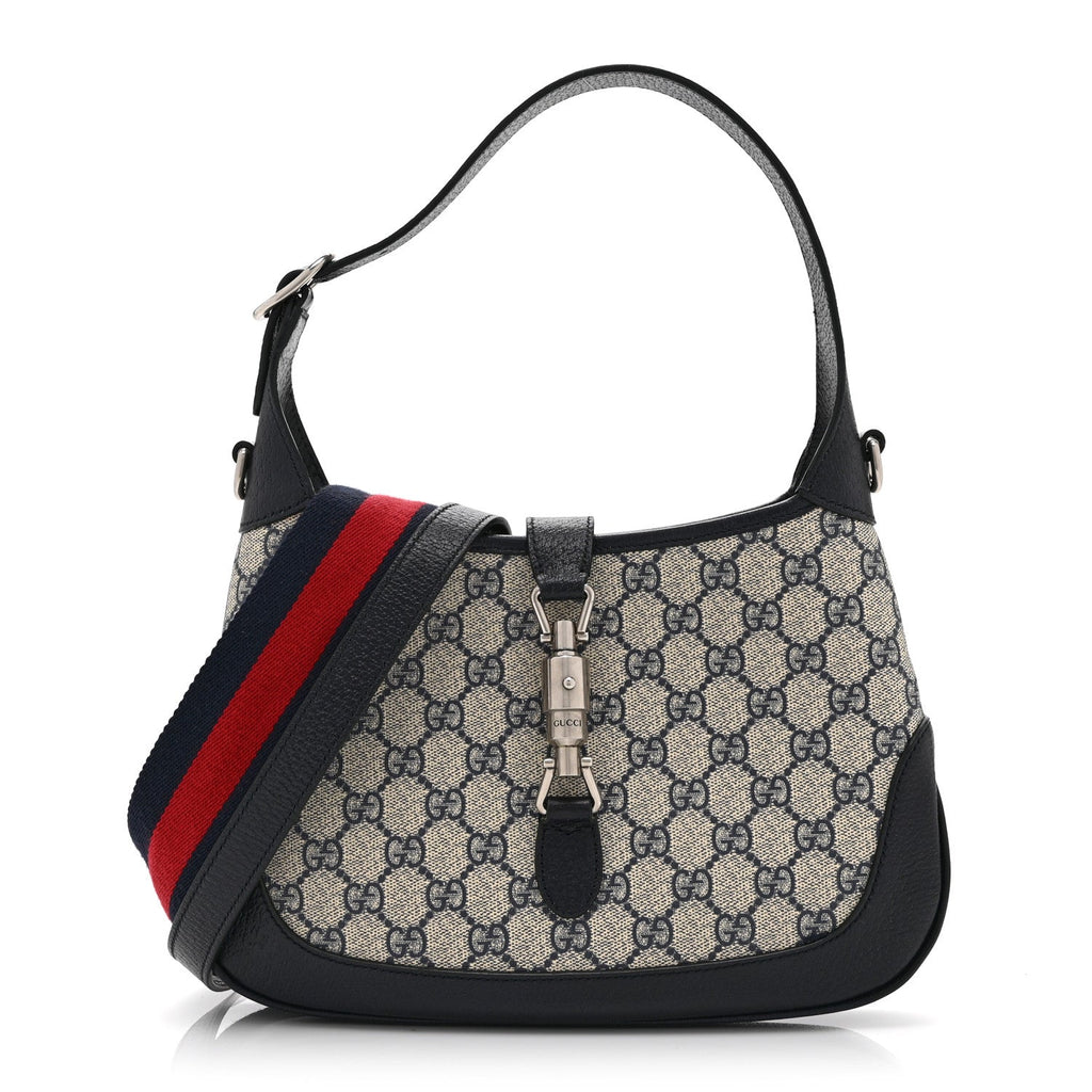 GG Supreme Monogram Textured Dollar Calfskin Web Small Jackie 1961 Hobo Beige Blue £¨ Direct shipment via from wholesalehk.shop
