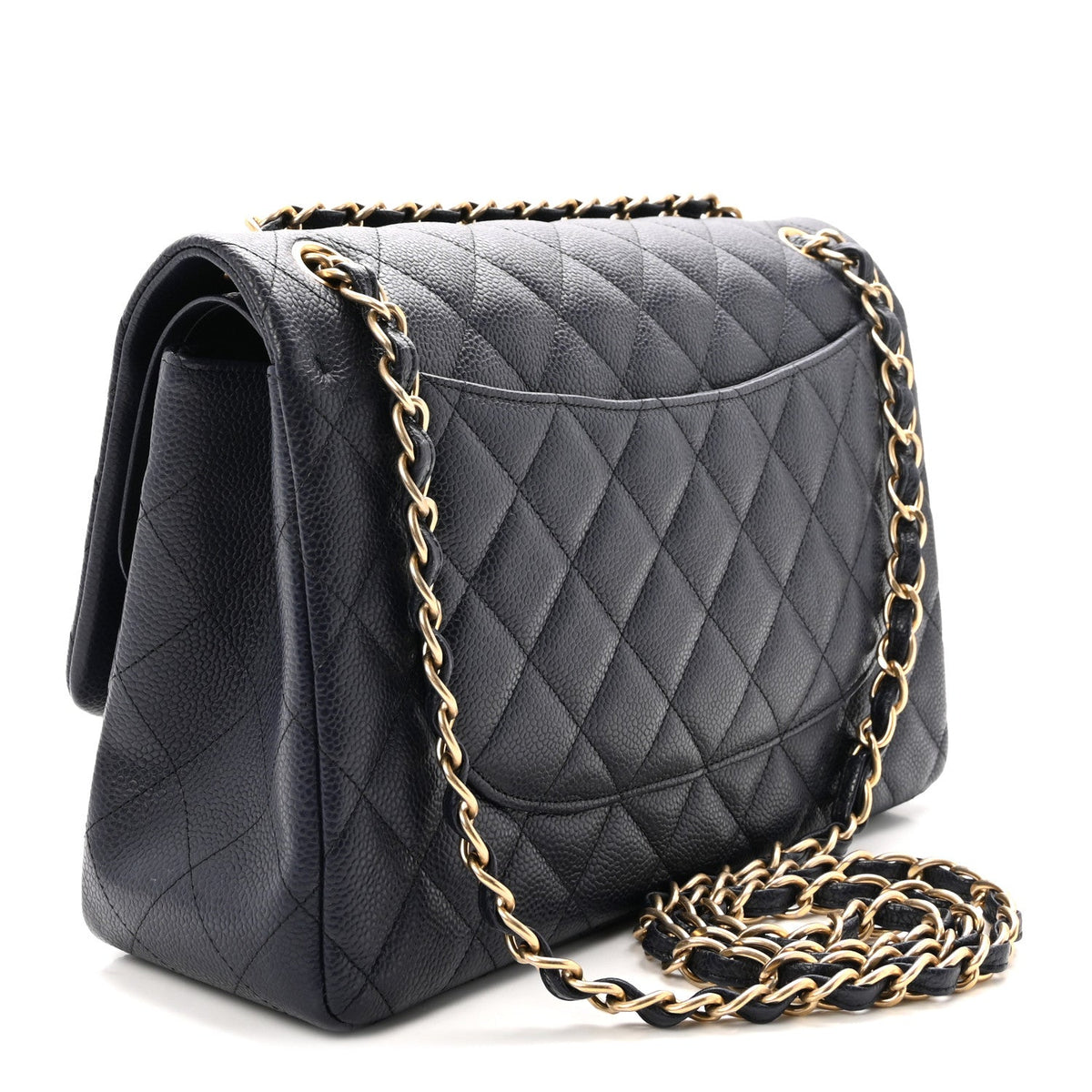 Caviar Quilted Jumbo Double Flap Navy Blue wholesalehk.shop