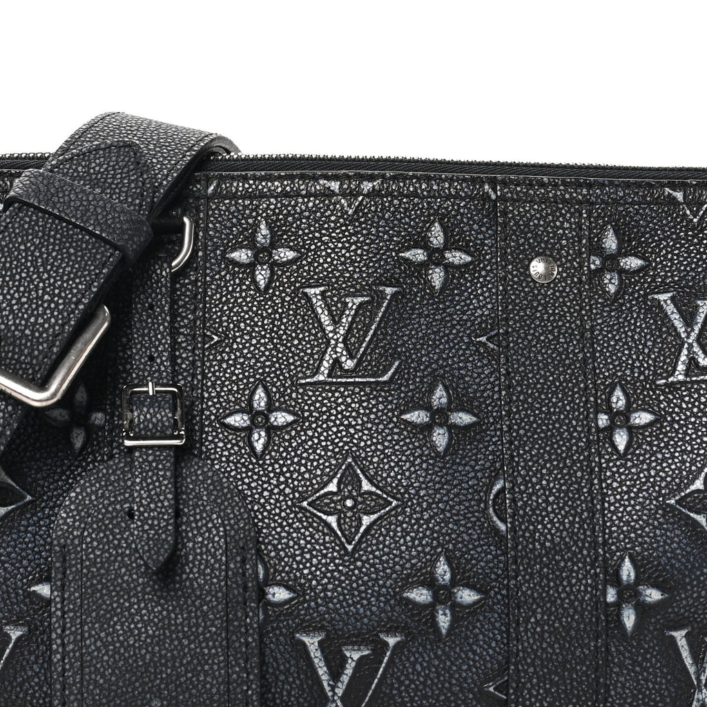 Cowhide Faded Monogram City Keepall Charcoal wholesalehk.shop
