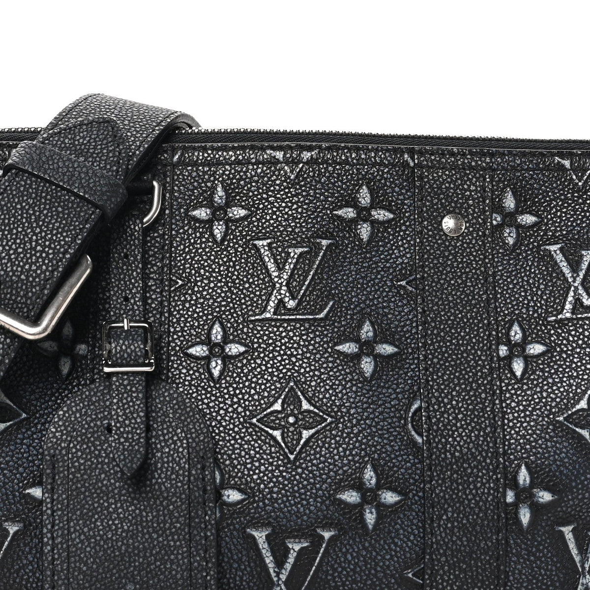 Cowhide Faded Monogram City Keepall Charcoal wholesalehk.shop
