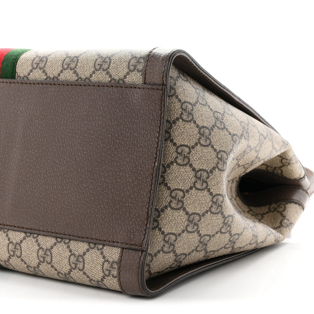 GG Supreme Monogram Web Medium Ophidia Tote Bag Brown wholesalehk.shop