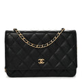 Lambskin Quilted Wallet On Chain WOC Black wholesalehk.shop
