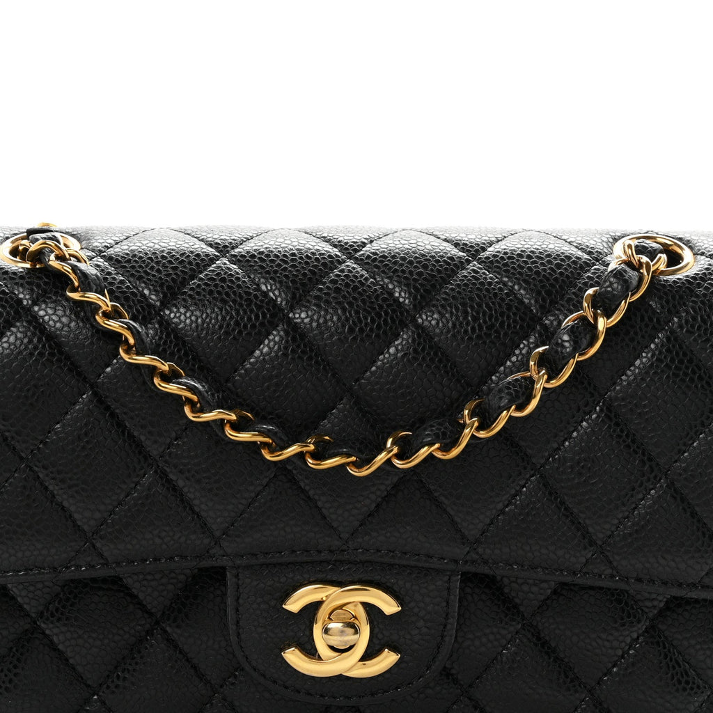 Caviar Quilted Small Double Flap Black wholesalehk.shop