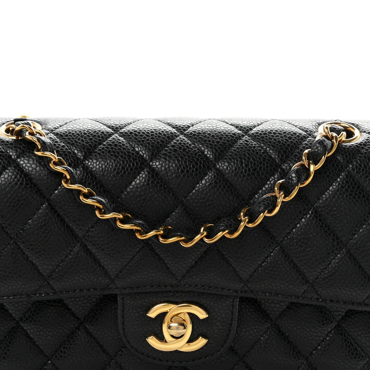 Caviar Quilted Small Double Flap Black wholesalehk.shop
