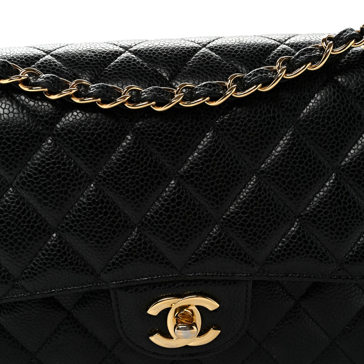 Caviar Quilted Medium Double Flap Black wholesalehk.shop