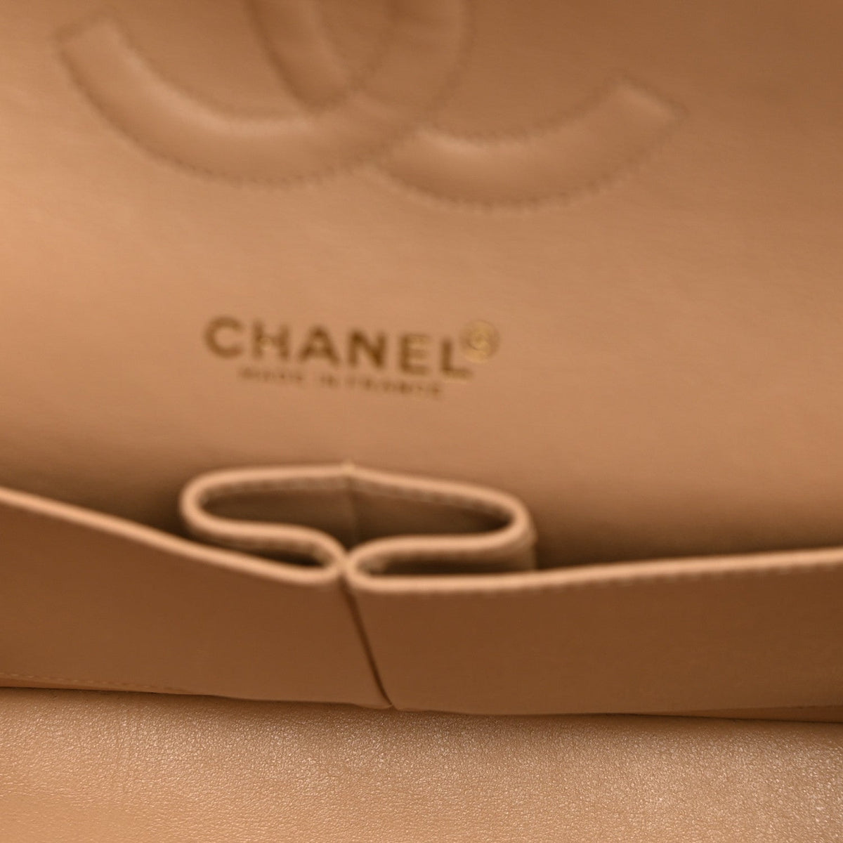 Lambskin Quilted Medium Double Flap Beige wholesalehk.shop