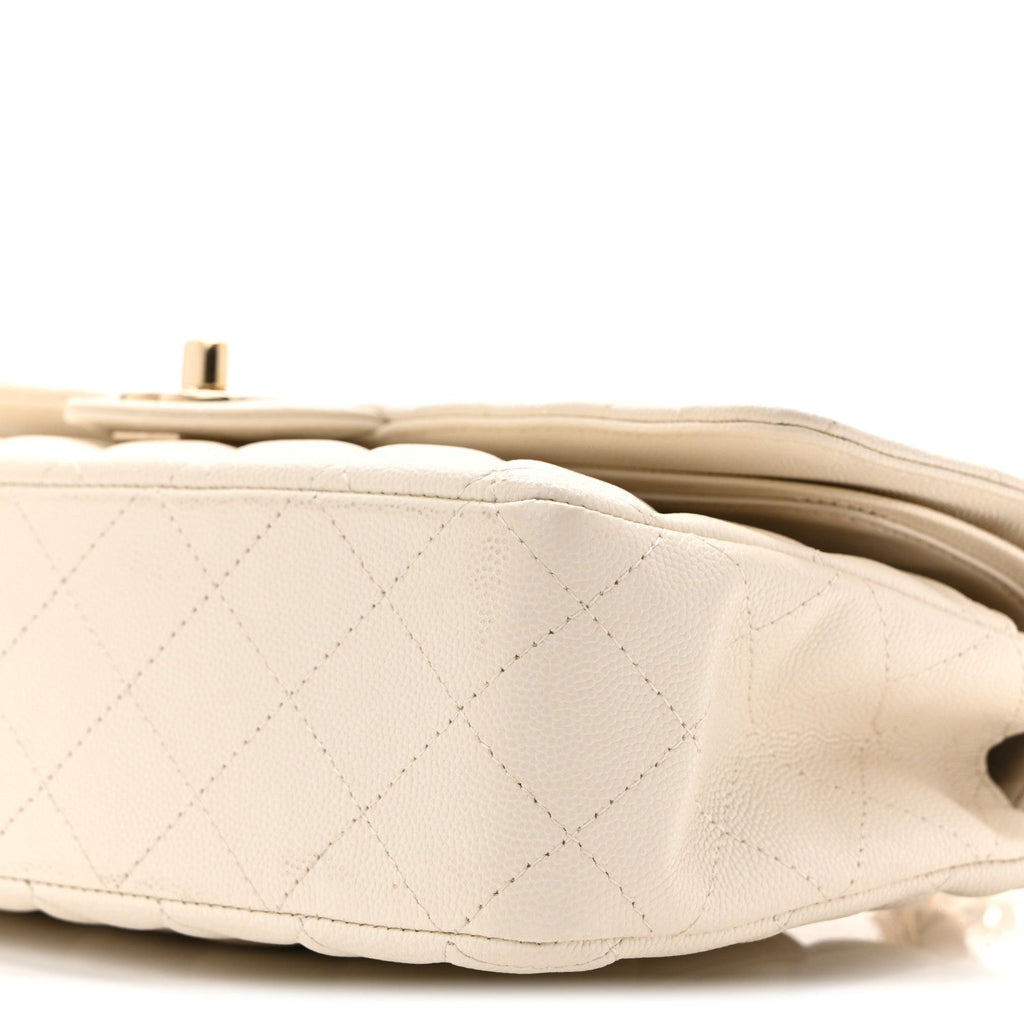 Caviar Quilted Medium Double Flap White wholesalehk.shop