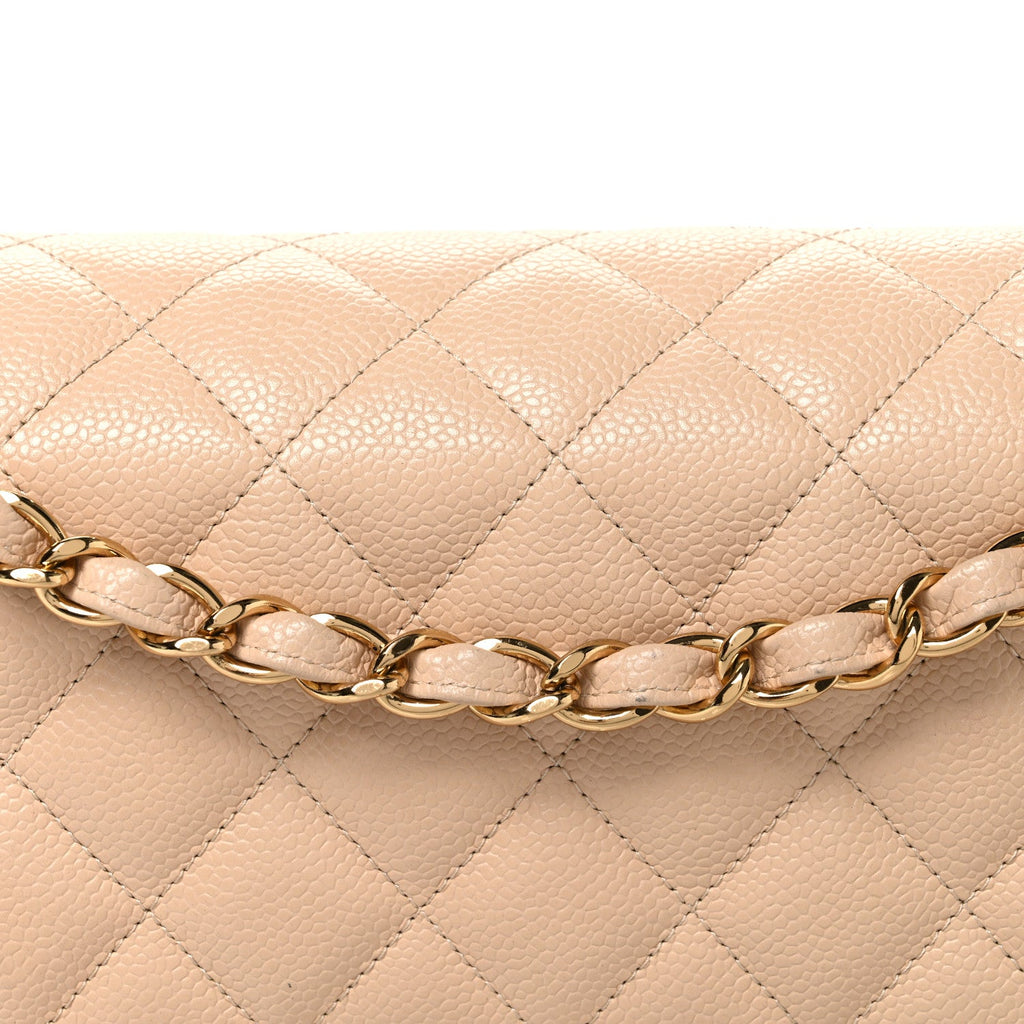 Caviar Quilted Jumbo Double Flap Beige wholesalehk.shop