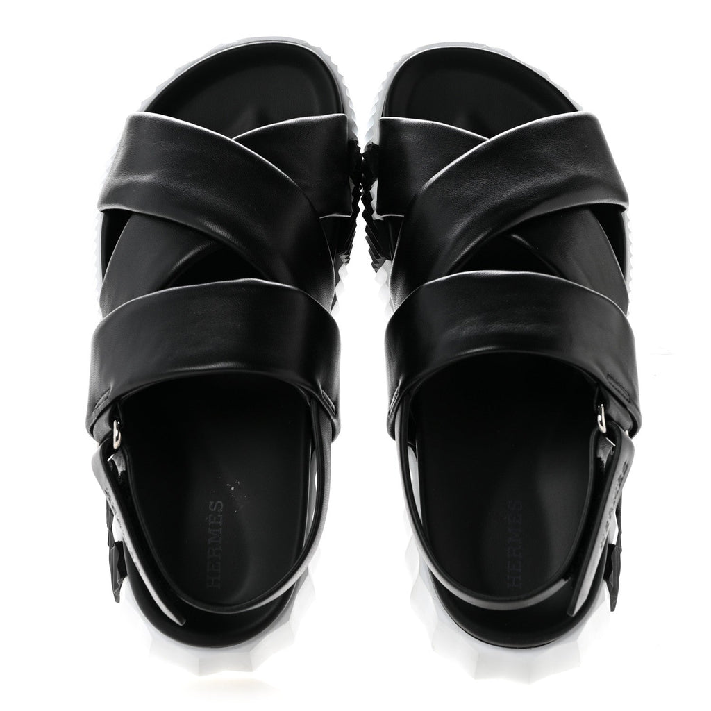 Calfskin Womens Electric Sandals 38.5 Black wholesalehk.shop