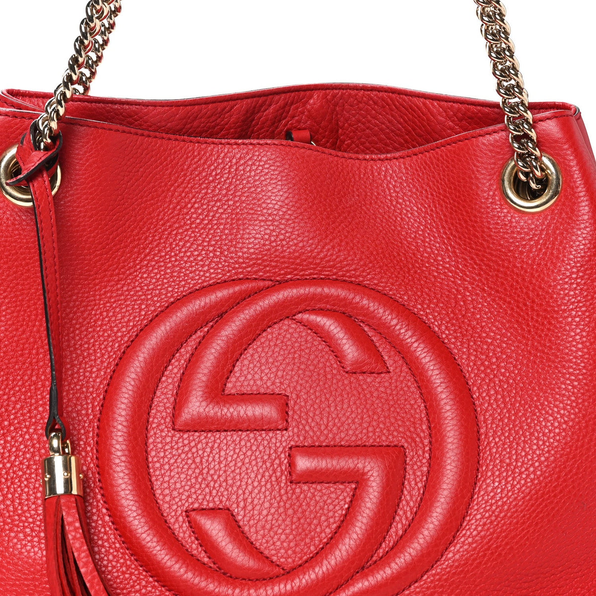 Pebbled Calfskin Medium Soho Chain Shoulder Bag Tabasco Red wholesalehk.shop