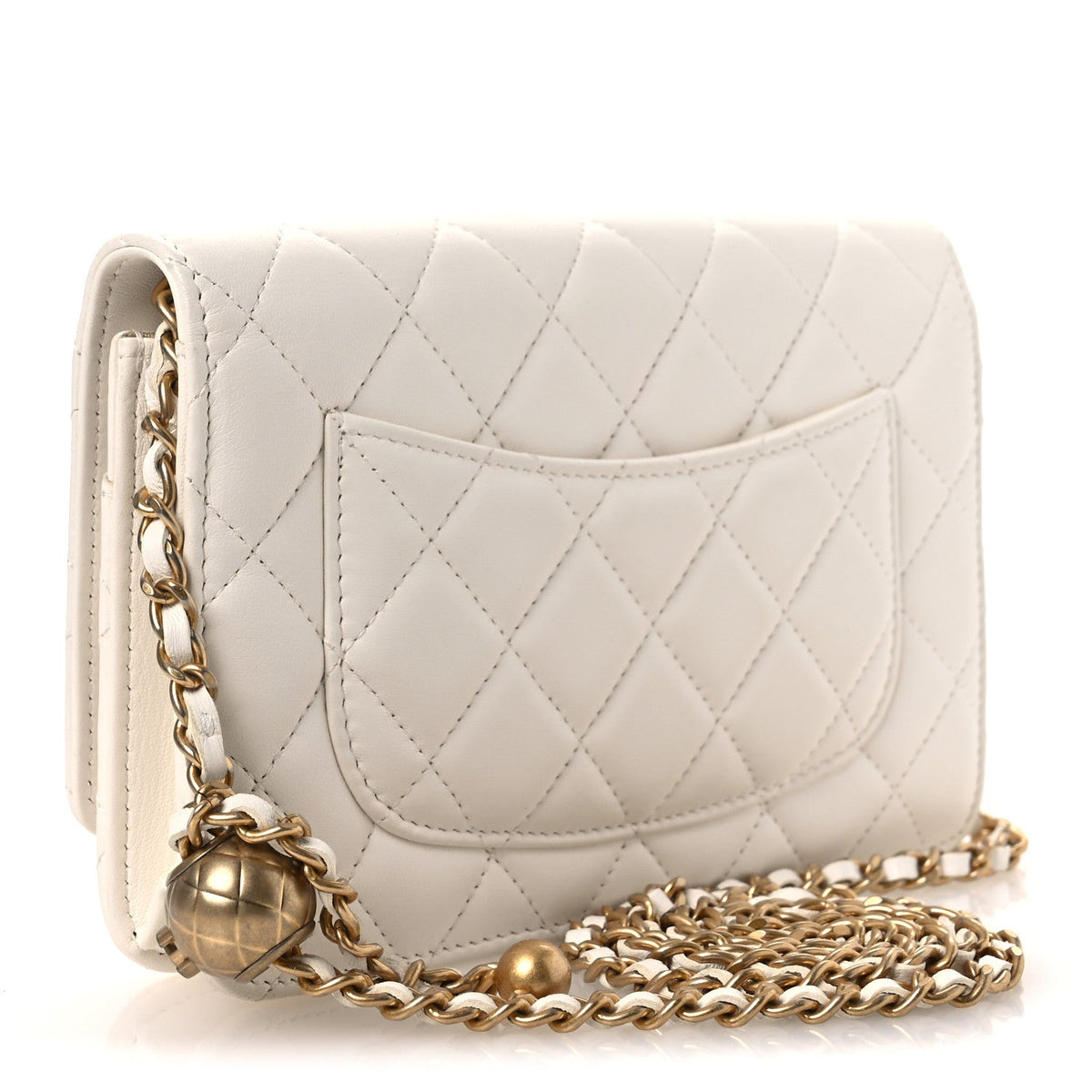 Lambskin Quilted CC Pearl Crush Wallet on Chain WOC White wholesalehk.shop