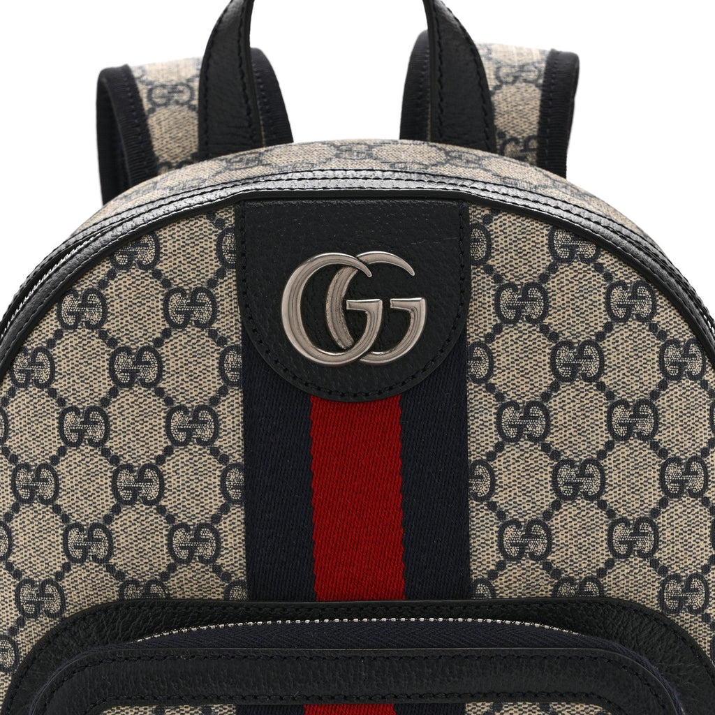 GG Supreme Monogram Textured Dollar Calfskin Web Small Ophidia Day Backpack Beige Blue Black wholesalehk.shop