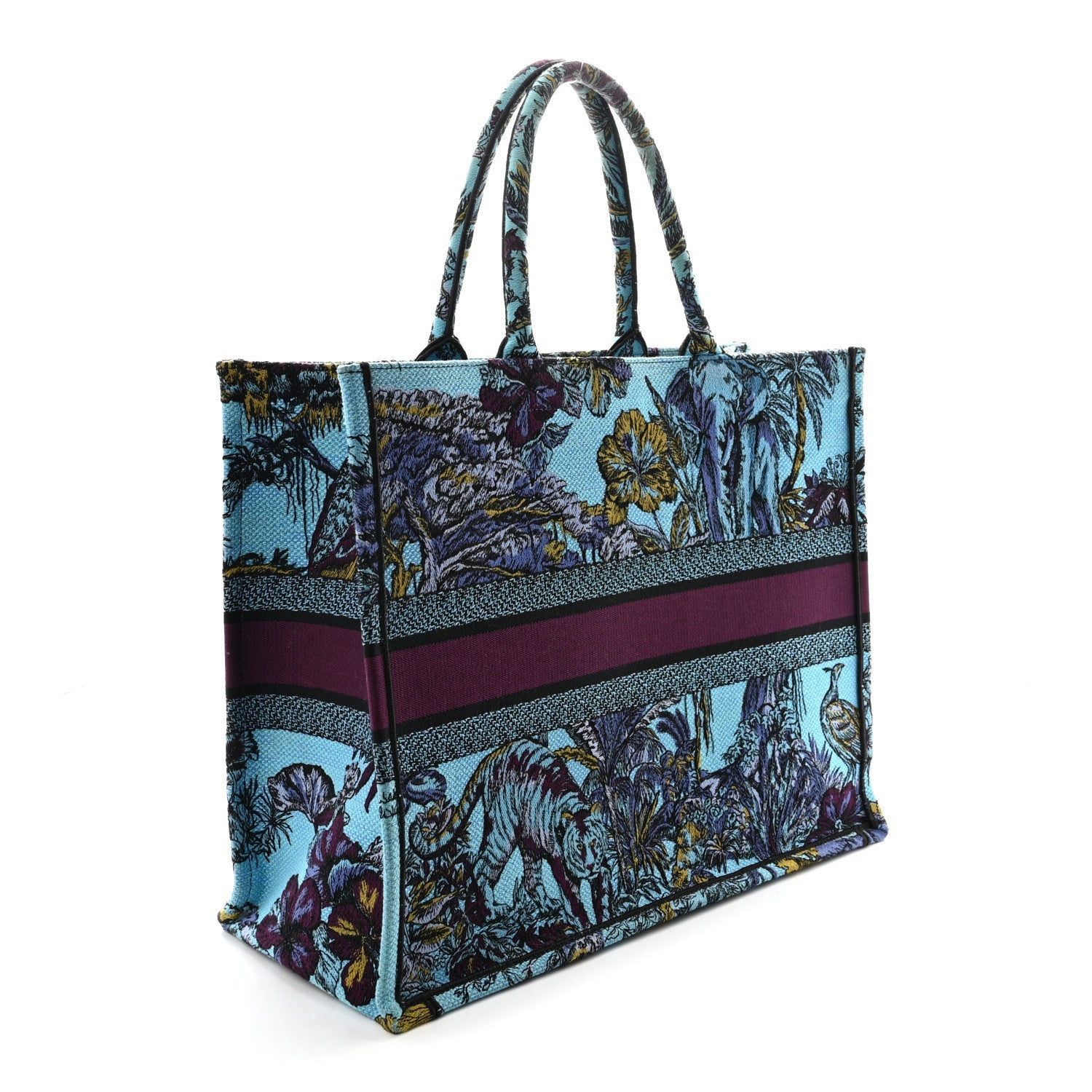 Canvas Embroidered Large Toile de Jouy Voyage Book Tote Celestial Blue £¨ Direct shipment via from wholesalehk.shop