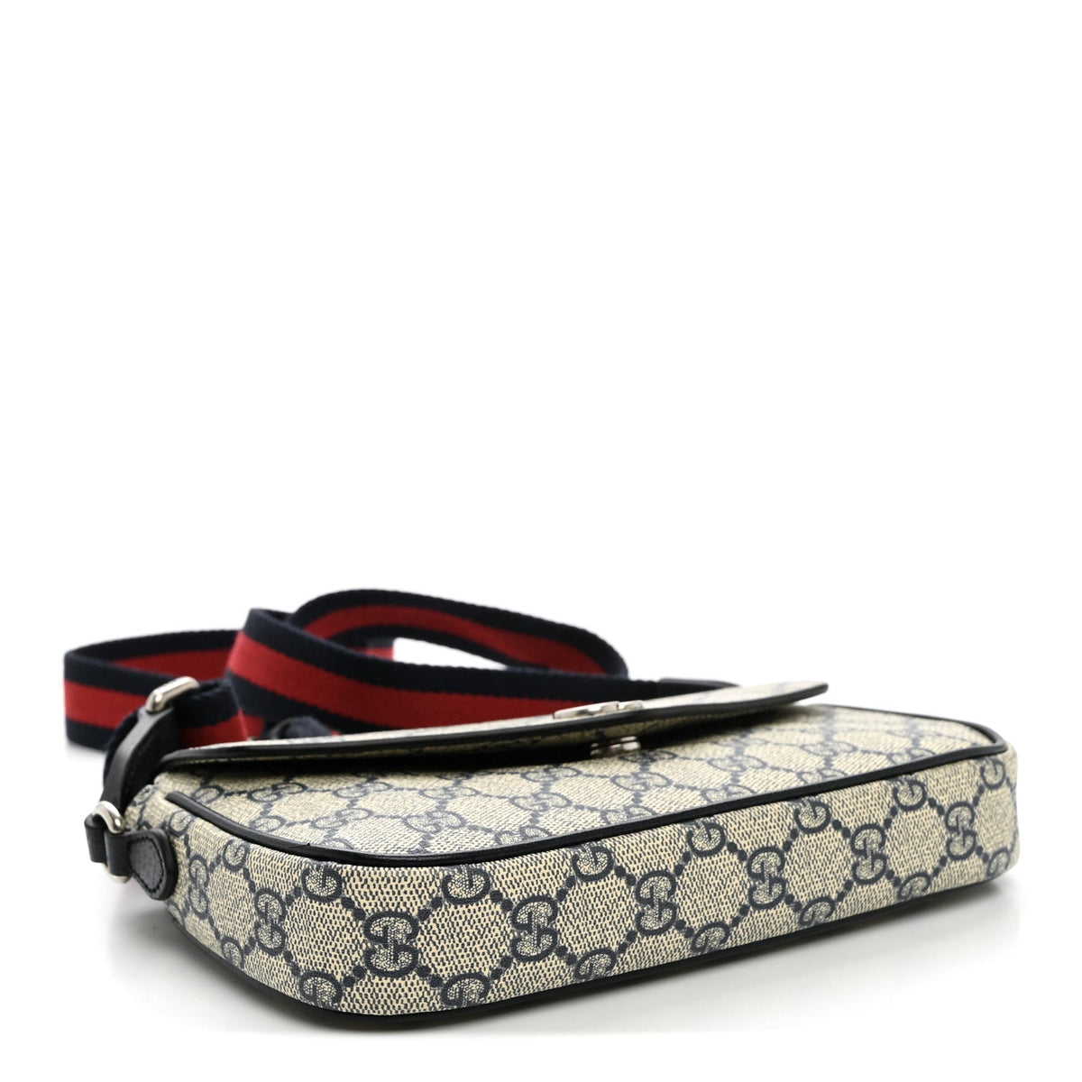 GG Supreme Monogram Textured Dollar Calfskin Web Mini Ophidia Envelope Shoulder Bag Beige Blue wholesalehk.shop