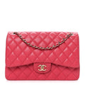 Caviar Quilted Jumbo Double Flap Dark Pink wholesalehk.shop